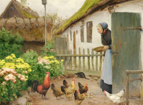 The hens are fed., 1906, H. A. Brendekilde