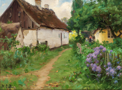 Summer's day by a farmhouse., 1908, H. A. Brendekilde