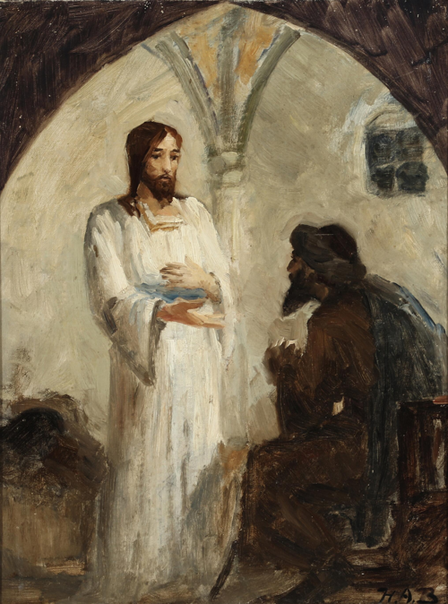 Christ in conversation with a follower., 1908, H. A. Brendekilde