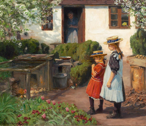 Watching the chicks., 1913, H. A. Brendekilde