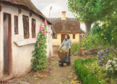 The firewood is carried to the house., 1908, H. A. Brendekilde