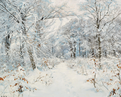 A winter forest scenery., 1893, H. A. Brendekilde