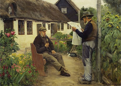 While reading the newspaper news, 1912, H. A. Brendekilde