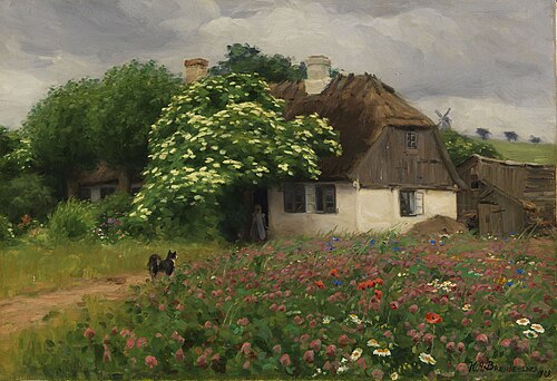 Farmhouse with meadow flowers, 1909, H. A. Brendekilde