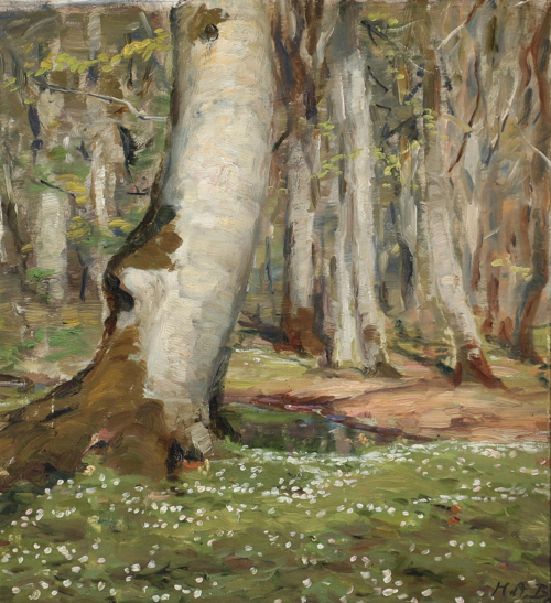 Anemones in the woods in springtime., 1908, H. A. Brendekilde