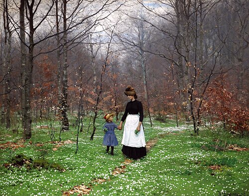 Springtime; the first anemones, 1889, H. A. Brendekilde