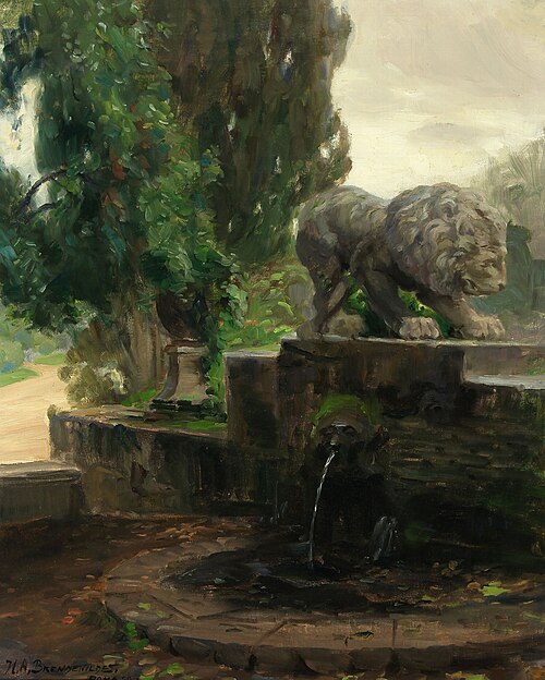 A fountain in Rome, 1922, H. A. Brendekilde