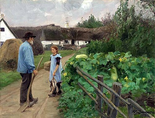 Home for dinner, 1917, H. A. Brendekilde