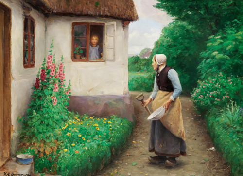A morning chat., 1908, H. A. Brendekilde