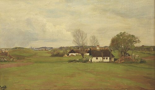 Landscape with houses, , H. A. Brendekilde