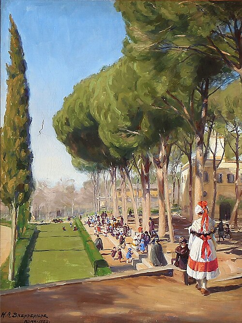 Summer day in Villa Borghese in Rome, 1922, H. A. Brendekilde