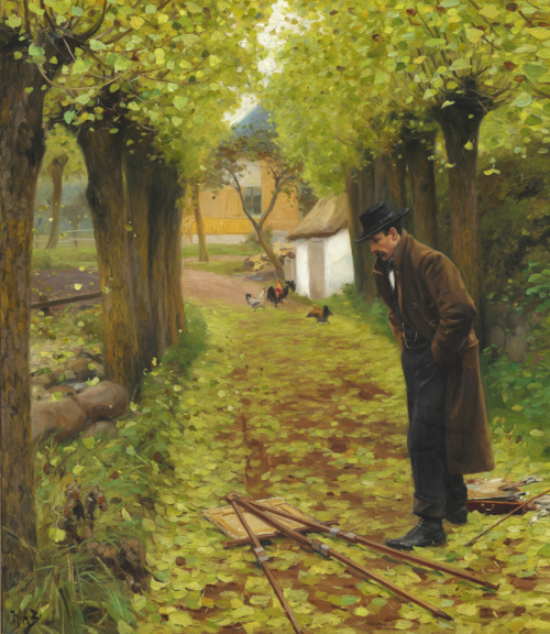 L. A. Ring by his fallen easel, 1883, H. A. Brendekilde