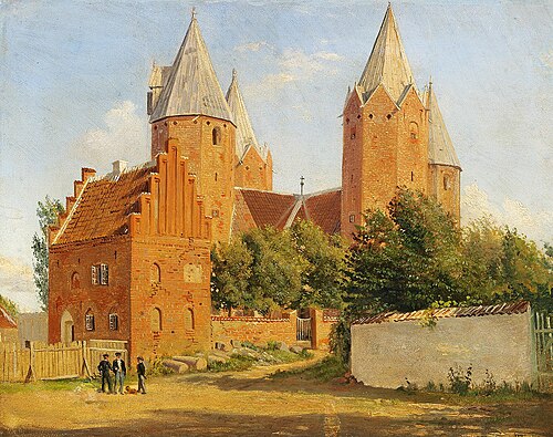Vor Frue Church in Kalundborg, 1850, Jacob Kornerup