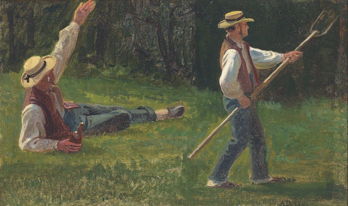 Field hands in a meadow., 1868, Anton Dorph