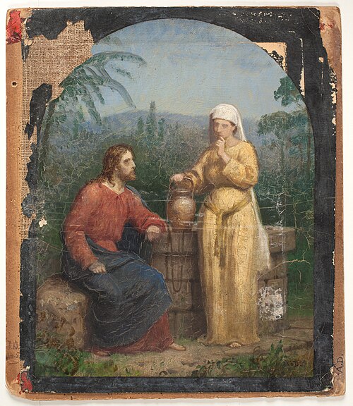 Olieskitse til Jesus og Samaritanerinden ved brønden, 1890, Anton Dorph