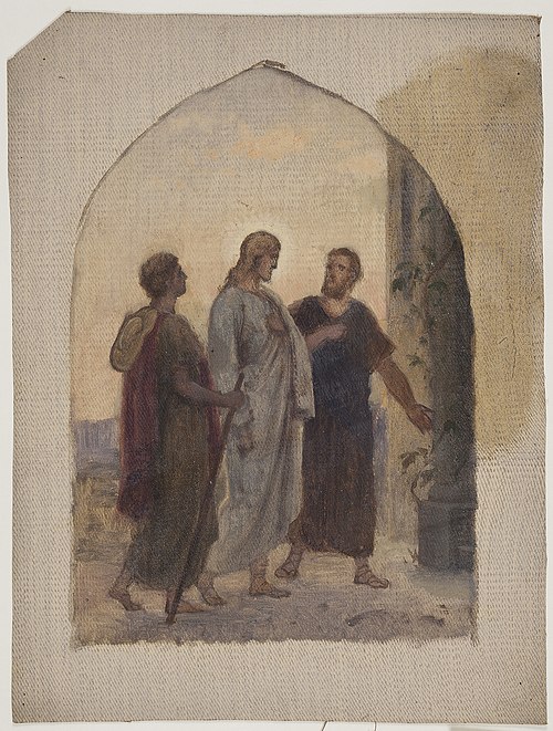 Oil sketch for the Road to Emmaus, 1878, Anton Dorph