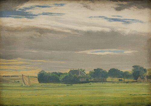 Landscape near the Town of Skive with Skivehus Manor, Jutland, 1849, Christen Dalsgaard