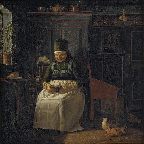Christmas Morning in a Farmhouse, 1843, Christen Dalsgaard