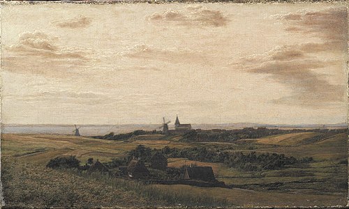 Vue d'Assens en Fionie. Au loin la côte du Schleswig, 1835, Dankvart Dreyer