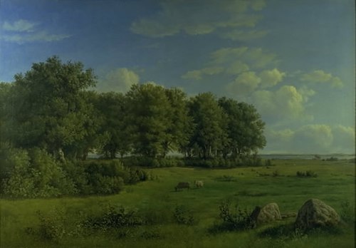 The Island of Brandsø with Wedellsborg Forest, Funen, in the Distance, 1843, Dankvart Dreyer
