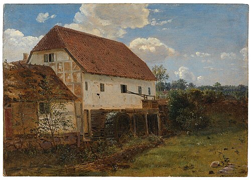 Mill with Two Wheels, Jutland, 1844, Dankvart Dreyer