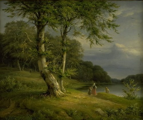 Wooded landscape near Lake Bagsværd, 1841, Johan Ludwig Gebhard Lund