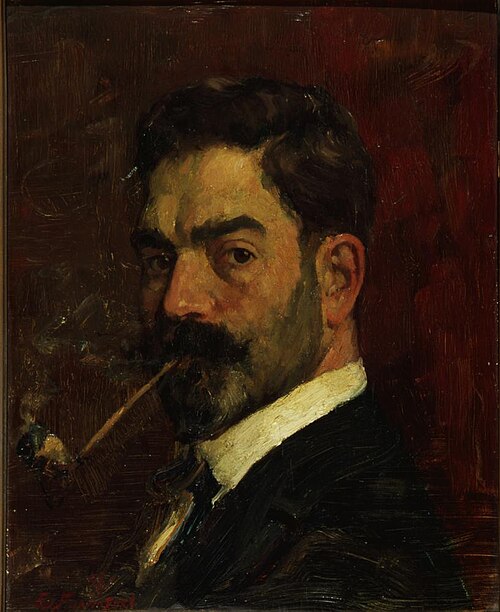 zelfportret met pijp II, 1912, Eduard Frankfort