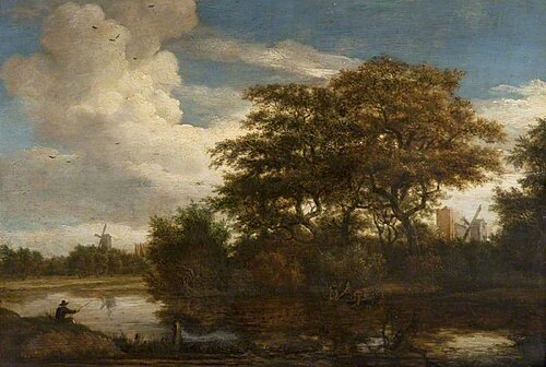 River Landscape with Fishermen, 1659, Meindert Hobbema