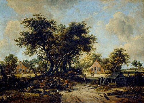 Bauernhäuser unter Bäumen, 1665, Meindert Hobbema