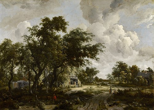 Village with Water Mill among Trees, , Meindert Hobbema