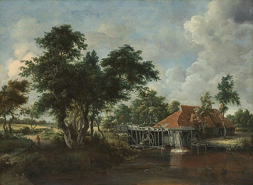 The Watermill with the Great Red Roof, 1663, Meindert Hobbema
