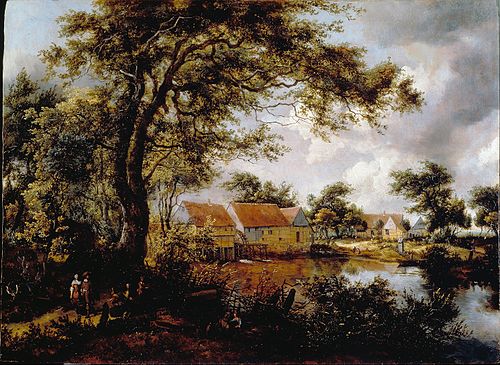 Wooded Landscape with a Water-mill, 1662, Meindert Hobbema