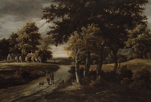 Wooded Landscape with Figures on a Path, , Meindert Hobbema