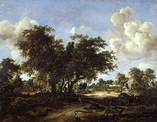 A wooded landscape with cottages, 1665, Meindert Hobbema