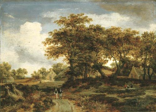 View in the neighbourhood of a Dutch village, 1680, Meindert Hobbema