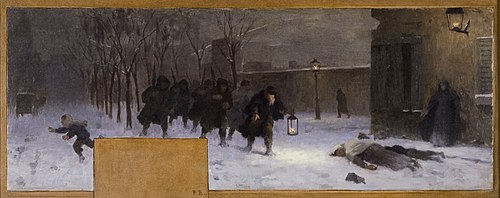 Esquisse pour le cabinet du préfet à l'Hôtel de Ville : La recherche des blessés durant le siège de , 1889, Paul Baudoüin