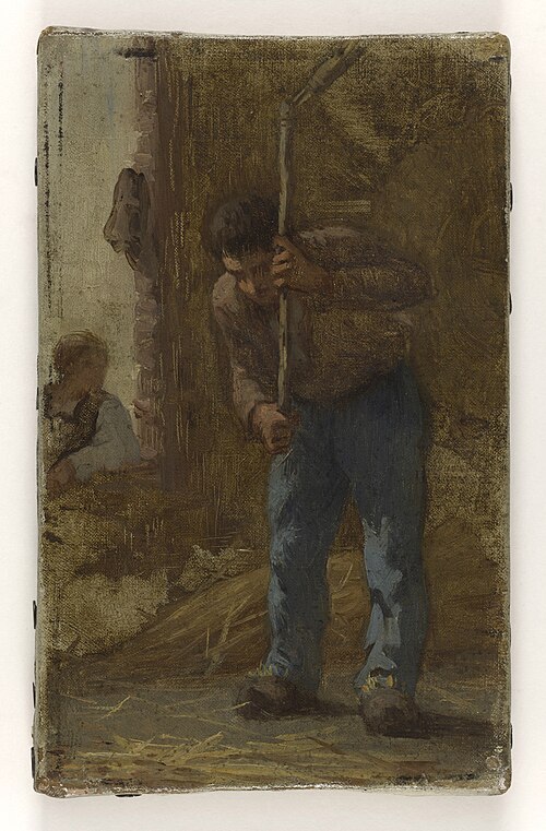 Histoire du blé : Le Battage : Esquisse pour l'école de la rue Dombasle, 15ème arrondissement de Par, 1875, Paul Baudoüin