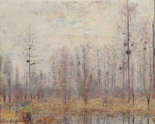 Grisaille d'hiver. La Vesle à Jonchery, 1922, Paul Bocquet