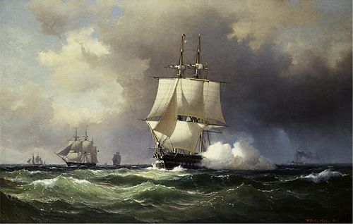 Square Riggers on the Open Sea, 1852, Vilhelm Melbye