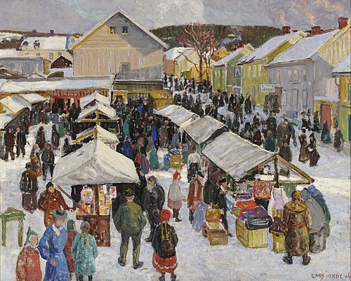 Market in Lillehammer, 1906, Lars Jorde