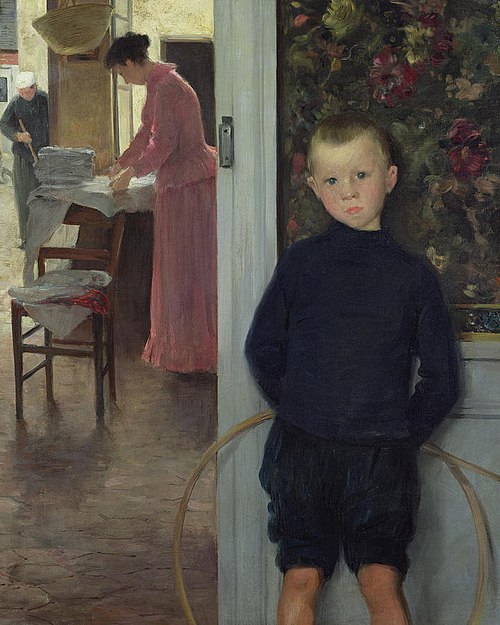 Enfant et femme dans un intérieur, 1890, Paul Mathey