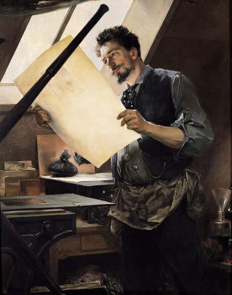 Félicien Rops dans son atelier, 1888, Paul Mathey