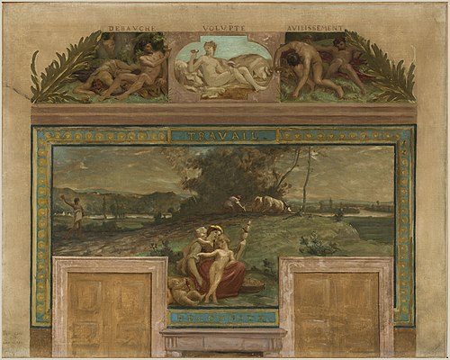 Esquisse pour la mairie de Saint-Maur-des-Fossés : Les Vertus opposées aux Vices (Travail - Fécondit, 1883, Paul Milliet