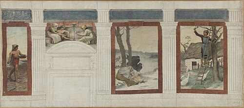 Esquisse pour la mairie du 4ème arrondissement : novembre, décembre, janvier, février, 1884, Paul Milliet