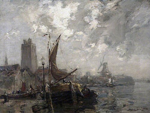 The Old Wharf, Dordrecht, Holland, 1880, James Campbell Noble