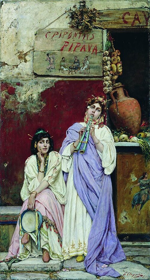 Two Romans with a Tambourine and Flute, 1880, Pavel Svedomsky