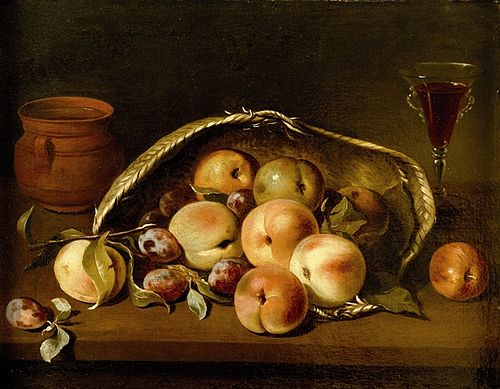 Corbeille avec pêches et prunes, 1654, Pedro de Camprobín