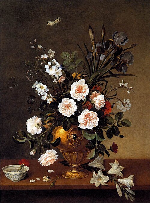 Flower Vase and Ceramic Bowl, 1663, Pedro de Camprobín