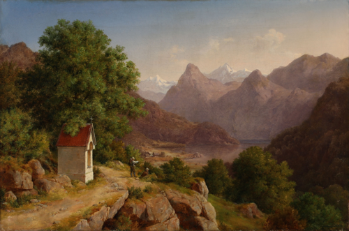 Bjerglandskab i nærheden af byen Altorf i Frankrig, 1855, August Wilhelm Boesen