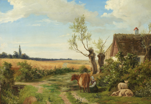 Landscape at a farmhouse., 1850, August Wilhelm Boesen